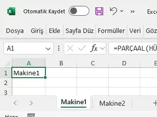 excelde-sekme-adini-hucreye-yaz